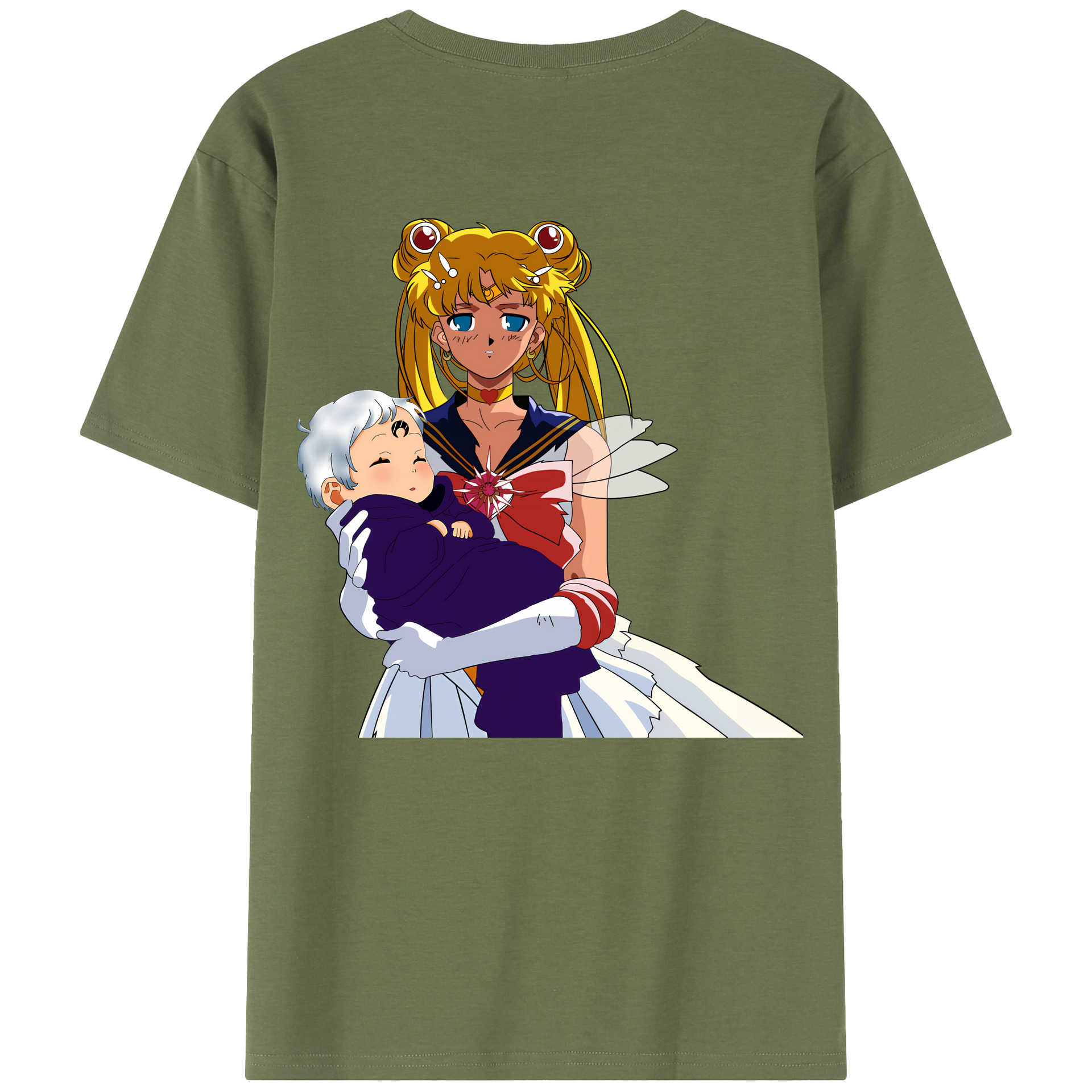 （画像用） 美少女戦士セーラームーン 月野 うさぎ つきの うさぎ Sailor Moon Tsukino Usagi 綿100％半袖Tシャツ（背面プリント）
